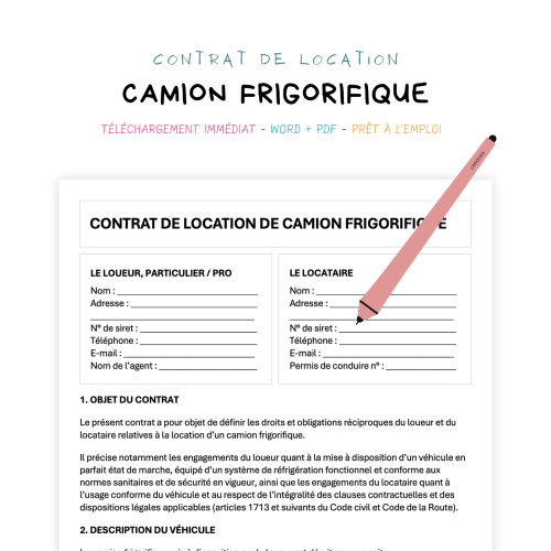 Contrat de Location de Camion Frigorifique