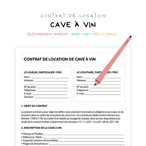Contrat de Location de Cave à Vin