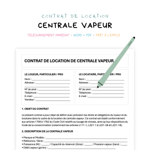 centrale vapeur Contrat de Location de Centrale Vapeur
