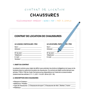 chaussures Contrat de Location de Chaussures