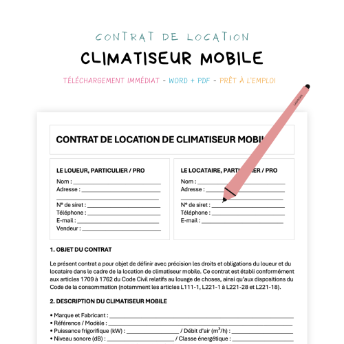Contrat de Location de Climatiseur Mobile