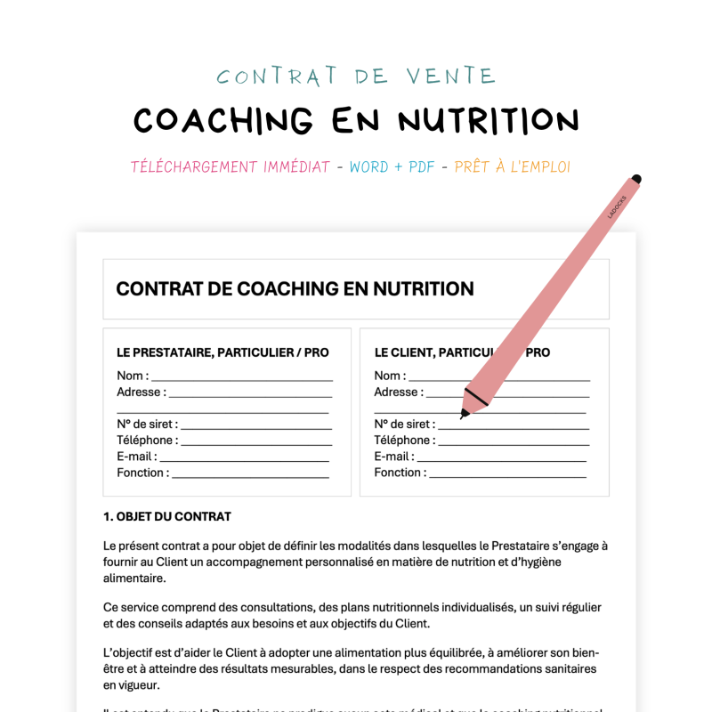 coaching en nutrition Contrat de Coaching en Nutrition