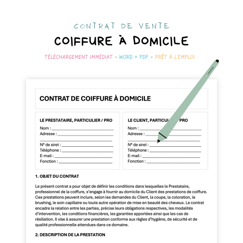 Contrat de Coiffure à Domicile