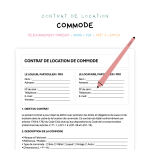 commode Contrat de Location de Commode