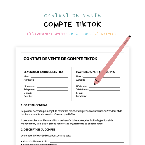 Contrat de Vente de Compte TikTok
