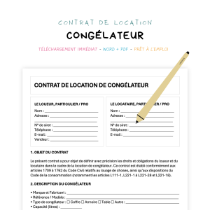 congélateur Contrat de Location de Congélateur