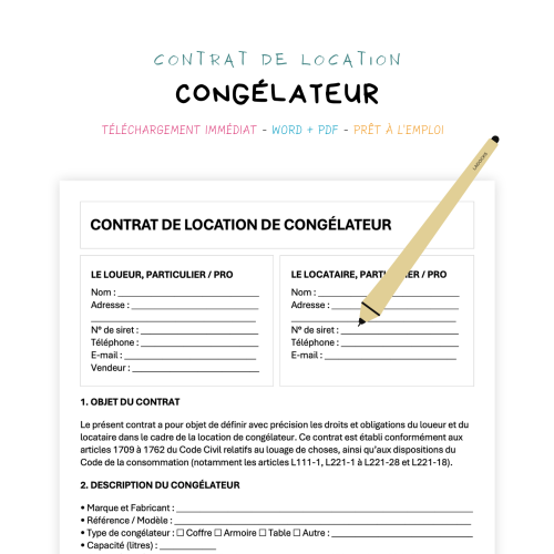 Contrat de Location de Congélateur