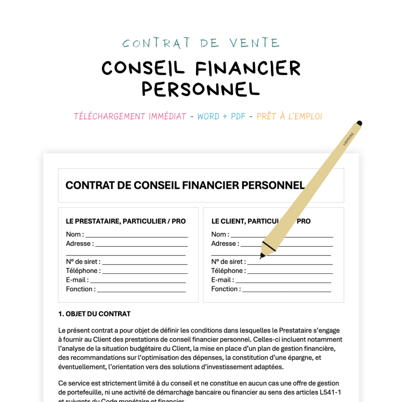 conseil financier personnel Contrat de Conseil Financier Personnel
