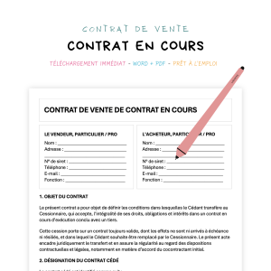 contrat en cours Contrat de Cession de Contrat en Cours