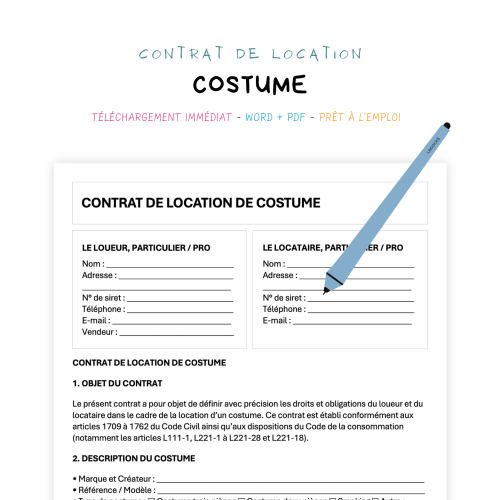 Contrat de Location de Costume