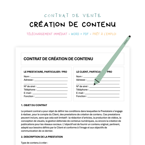 Contrat de Création de Contenu