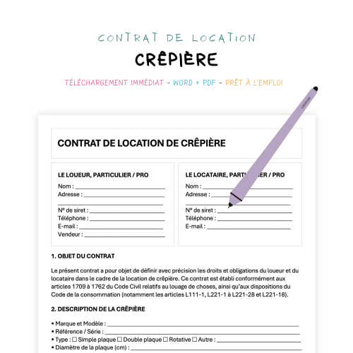 Contrat de Location de Crêpière