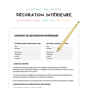 décoration intérieure Contrat de Décoration Intérieure