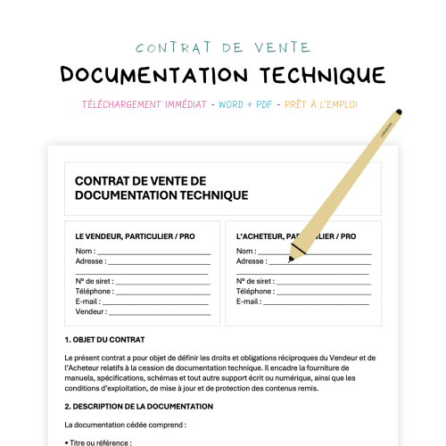 Contrat de Vente de Documentation Technique