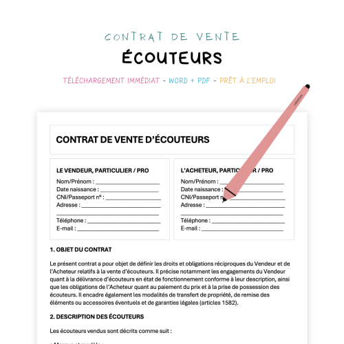 Contrat de Vente d’Écouteurs