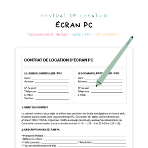 écran PC Contrat de Location d’Écran PC