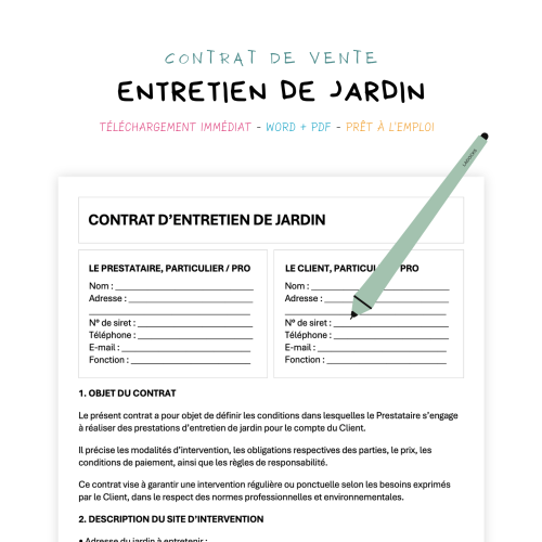 Contrat d’Entretien de Jardin