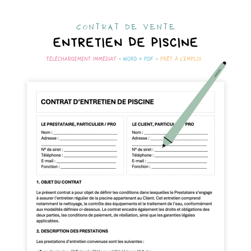 entretien de piscine Contrat d’Entretien de Piscine