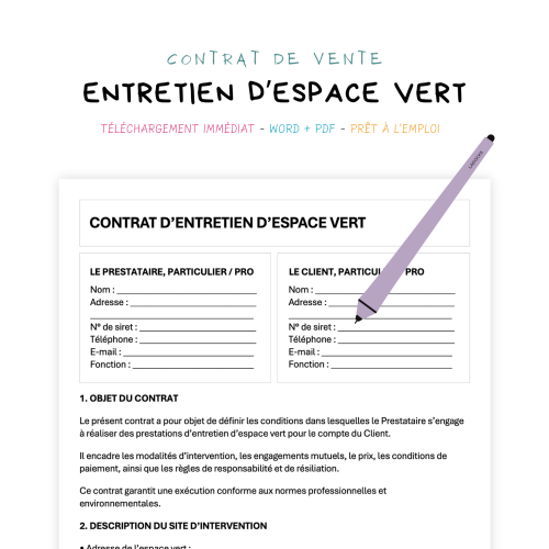 Contrat d’Entretien d’Espace Vert