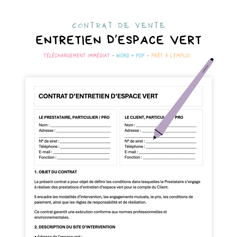 entretien d’espace vert Contrat d’Entretien d’Espace Vert