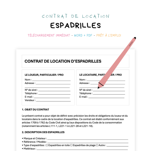 Contrat de Location d’Espadrilles