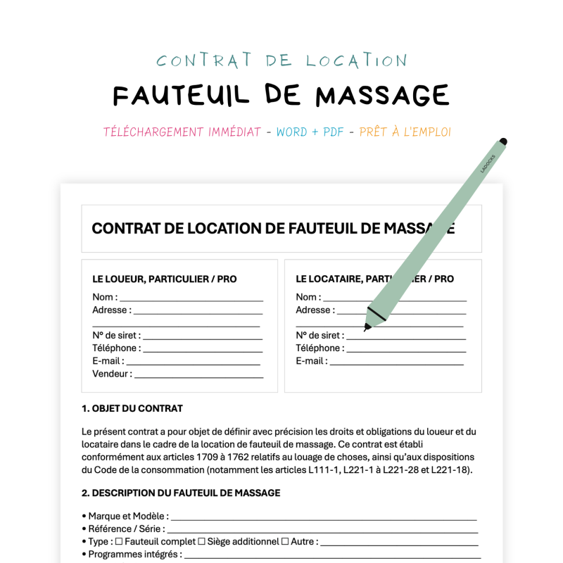Contrat de Location de Fauteuil de Massage
