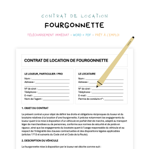 fourgonnette Contrat de Location de Fourgonnette