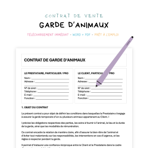Contrat de Garde d’Animaux