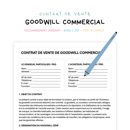 Contrat de Vente de Goodwill Commercial