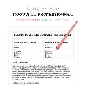 Contrat de Vente de Goodwill Professionnel