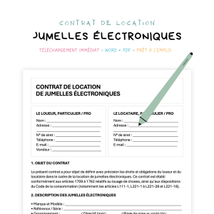 jumelles électroniques Contrat de Location de Jumelles Électroniques