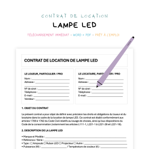 lampe LED Contrat de Location de Lampe LED