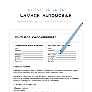 lavage automobile Contrat de Lavage Automobile