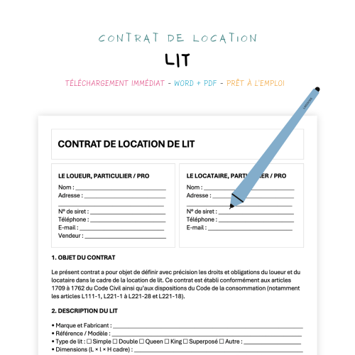 Contrat de Location de Lit