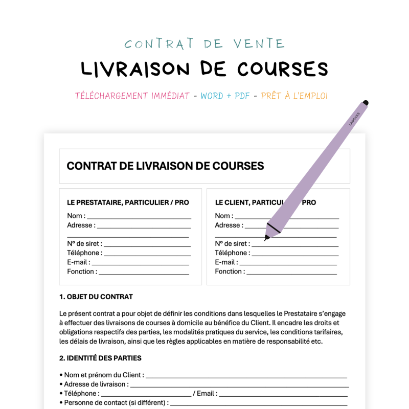 Contrat de Livraison de Courses