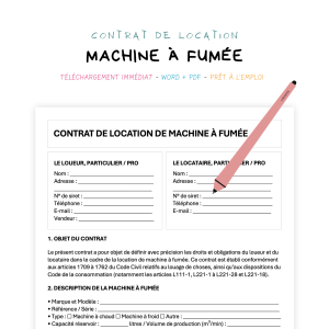 machine à fumée Contrat de Location de Machine à Fumée