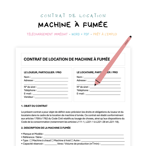 Contrat de Location de Machine à Fumée