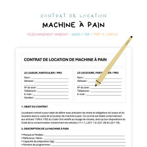 machine à pain Contrat de Location de Machine à Pain