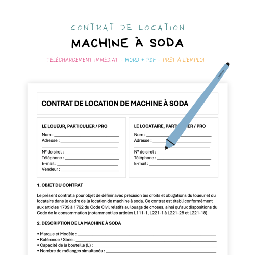 Contrat de Location de Machine à Soda