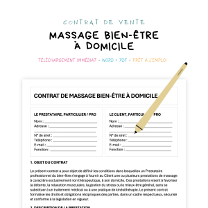 massage bien-être à domicile Contrat de Massage Bien-Être à Domicile