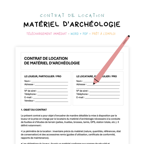 Contrat de Location de Matériel d’Archéologie
