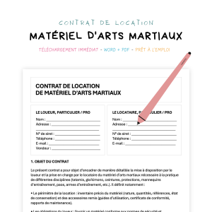 Contrat de Location de Matériel d’Arts Martiaux