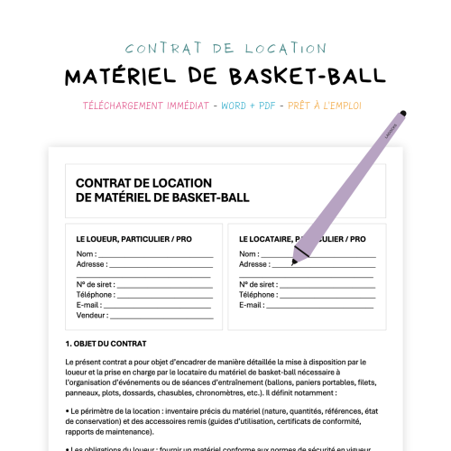 Contrat de Location de Matériel de Basket-ball