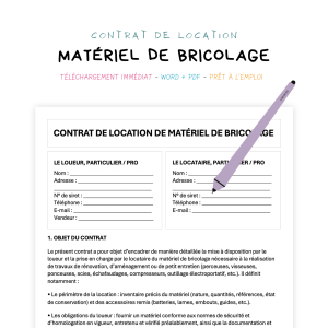 Contrat de Location de Matériel de Bricolage