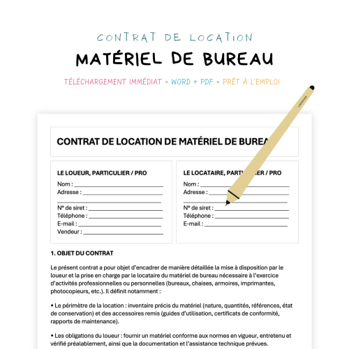 Contrat de Location de Matériel de Bureau