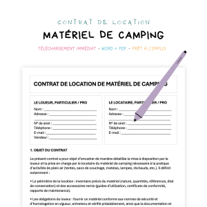 matériel de camping Contrat de Location de Matériel de Camping