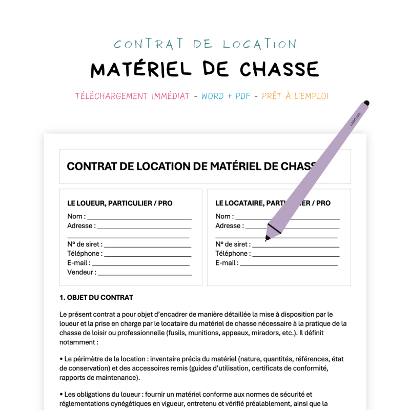 Contrat de Location de Matériel de Chasse