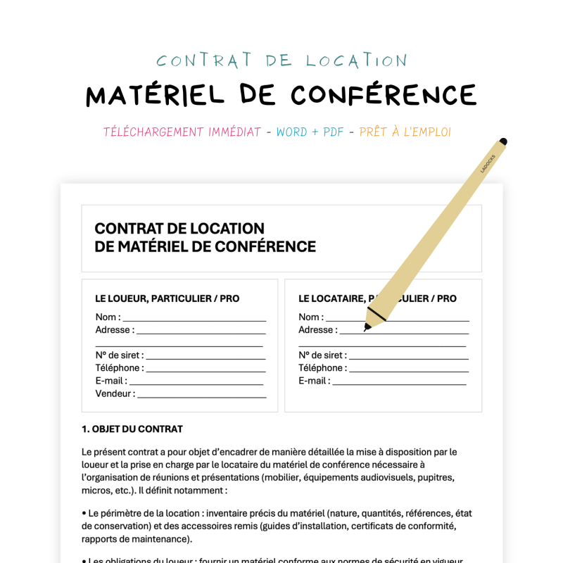 matériel de conférence Contrat de Location de Matériel de Conférence