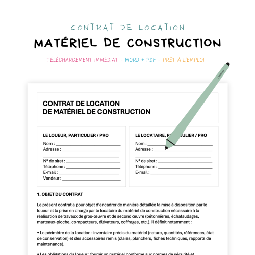 Contrat de Location de Matériel de Construction