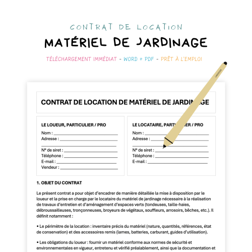 Contrat de Location de Matériel de Jardinage